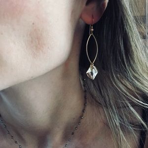 Gold Earrings with "Galactic" Swarovski Crystal